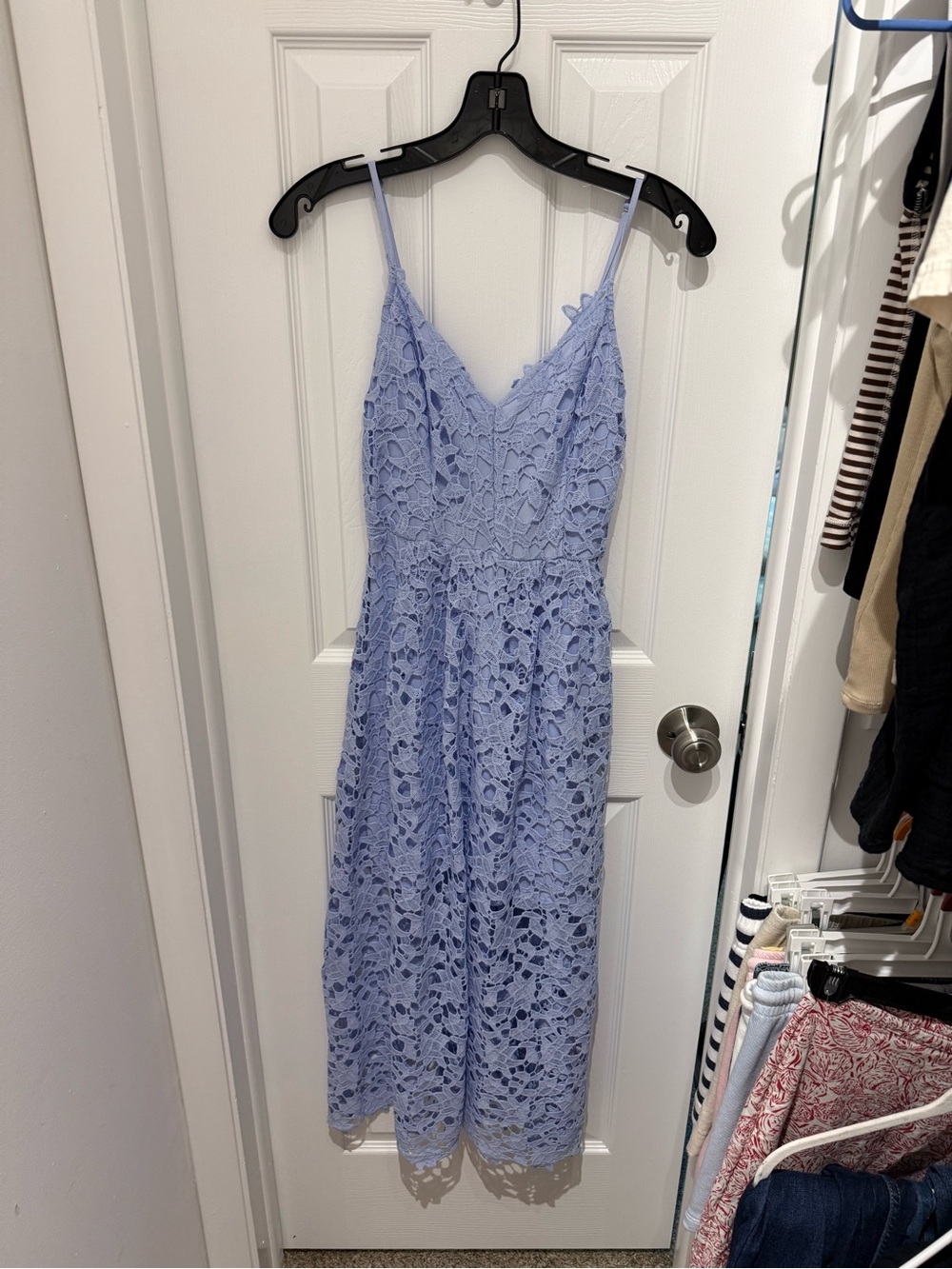 Lace V-Neck Spaghetti Strap Midi Dress